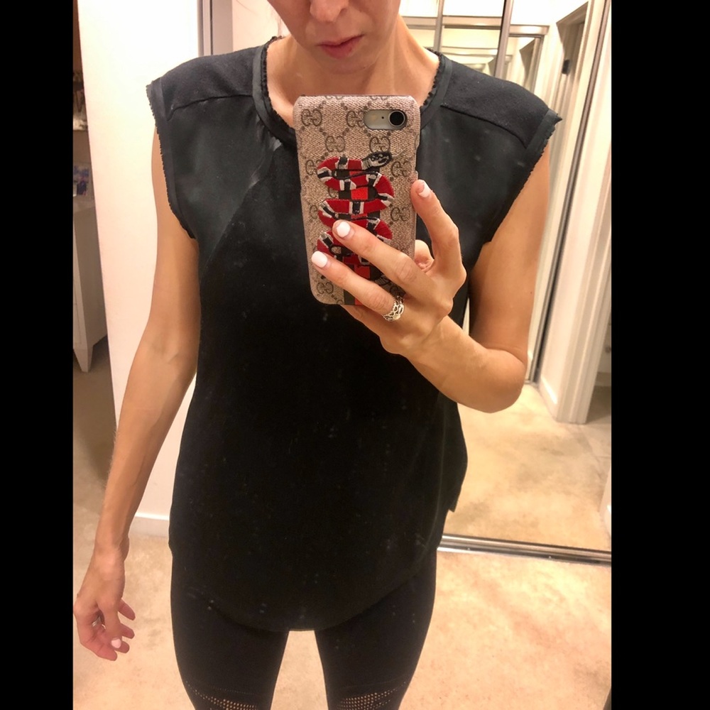 Rebecca Taylor Black Silk Sided Tee